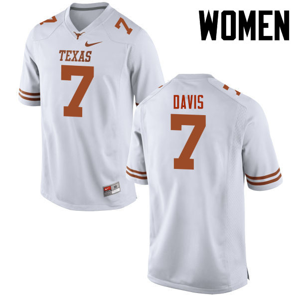 Women #7 Antwuan Davis Texas Longhorns College Football Jerseys-White